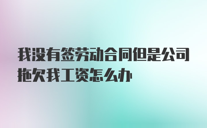 我没有签劳动合同但是公司拖欠我工资怎么办