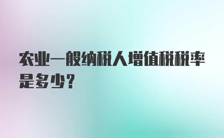 农业一般纳税人增值税税率是多少？