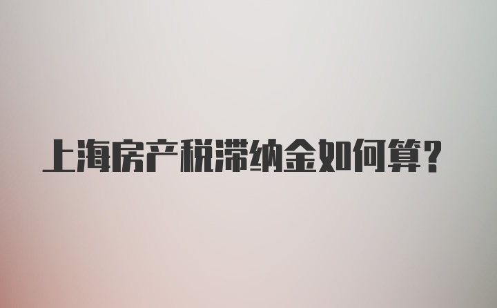 上海房产税滞纳金如何算？