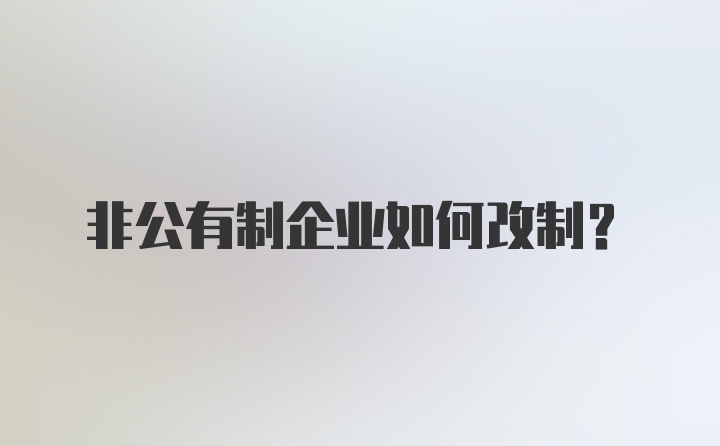 非公有制企业如何改制？