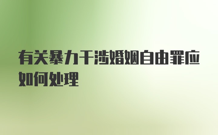 有关暴力干涉婚姻自由罪应如何处理