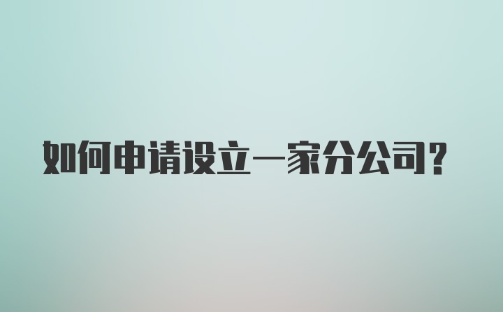 如何申请设立一家分公司？