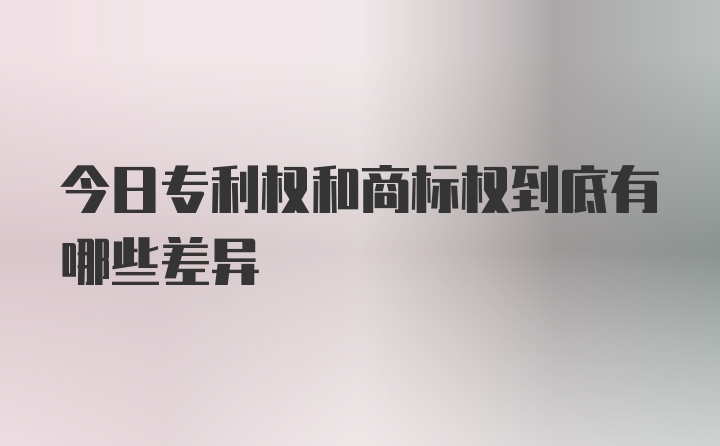 今日专利权和商标权到底有哪些差异