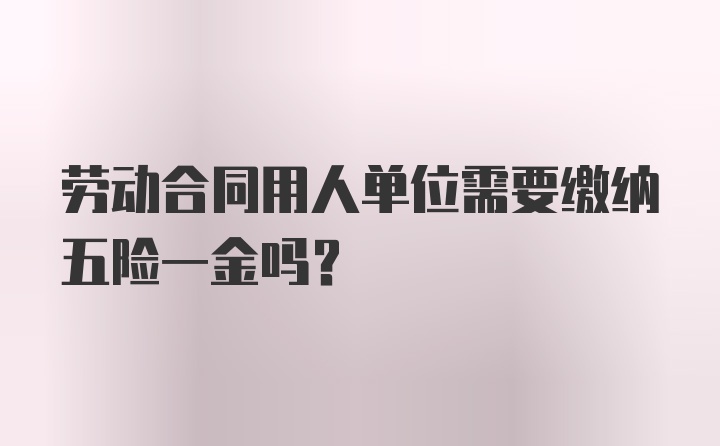 劳动合同用人单位需要缴纳五险一金吗？