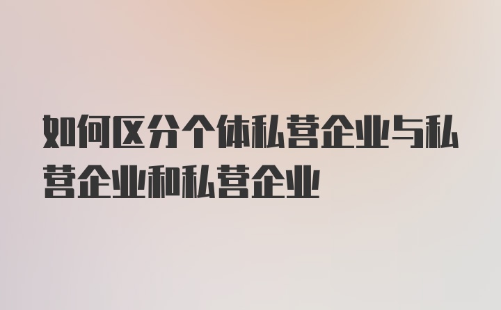 如何区分个体私营企业与私营企业和私营企业