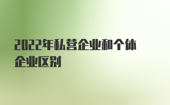 2022年私营企业和个体企业区别