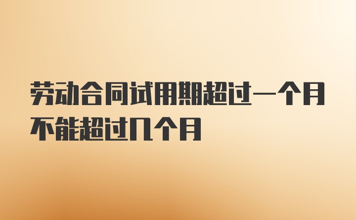 劳动合同试用期超过一个月不能超过几个月