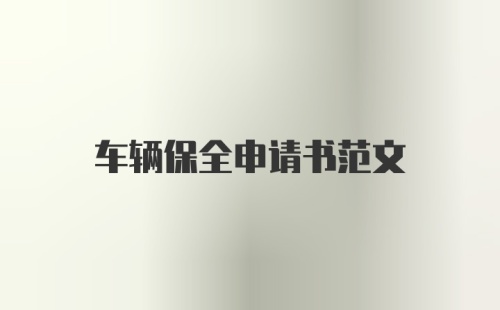 车辆保全申请书范文