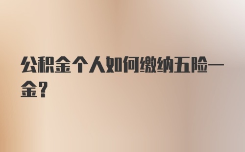 公积金个人如何缴纳五险一金?