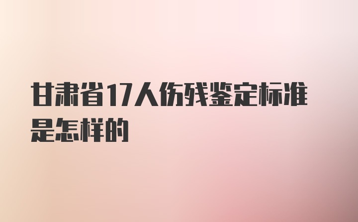 甘肃省17人伤残鉴定标准是怎样的