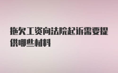 拖欠工资向法院起诉需要提供哪些材料