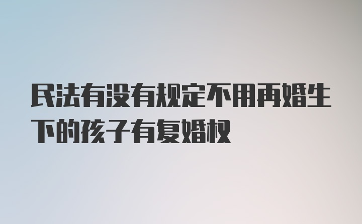 民法有没有规定不用再婚生下的孩子有复婚权