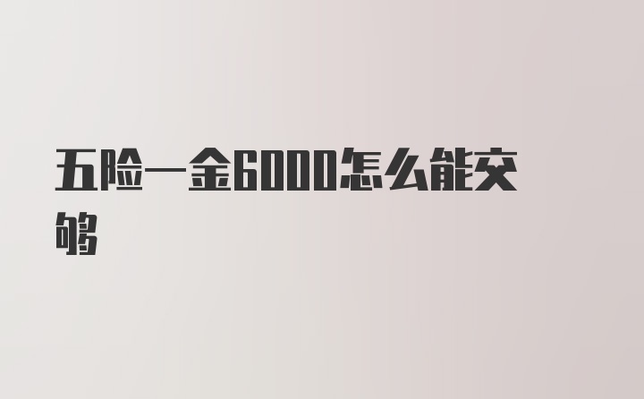 五险一金6000怎么能交够