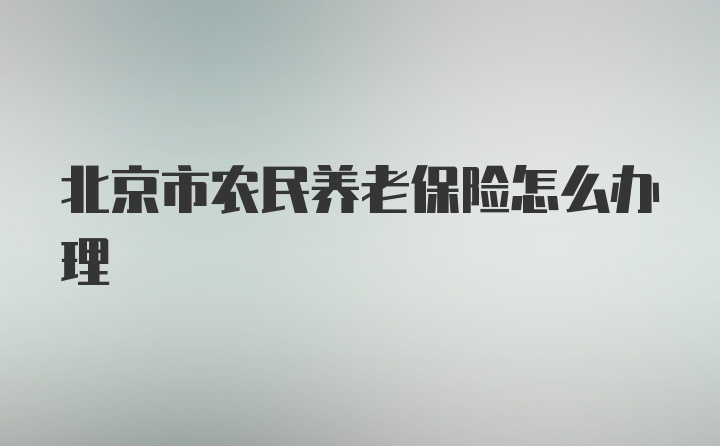 北京市农民养老保险怎么办理