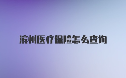 滨州医疗保险怎么查询