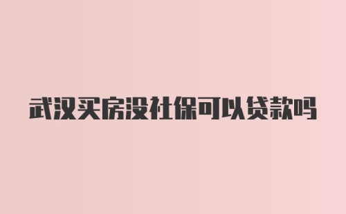 武汉买房没社保可以贷款吗