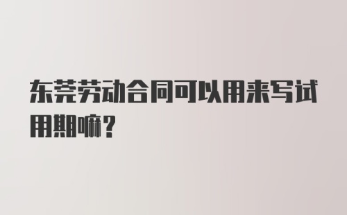 东莞劳动合同可以用来写试用期嘛？