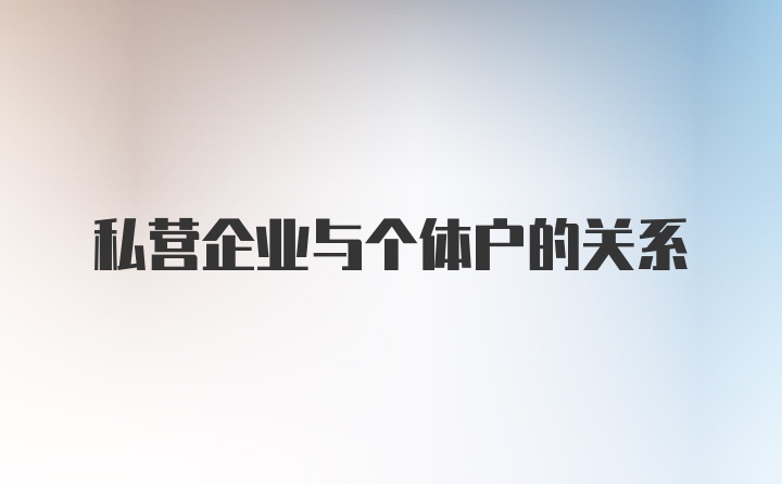 私营企业与个体户的关系