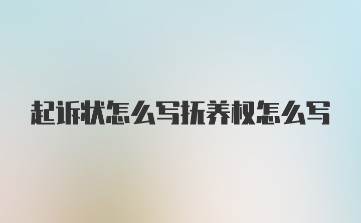 起诉状怎么写抚养权怎么写