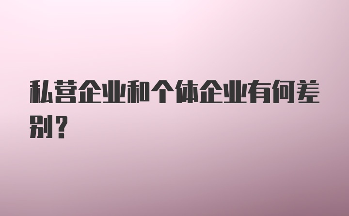 私营企业和个体企业有何差别?