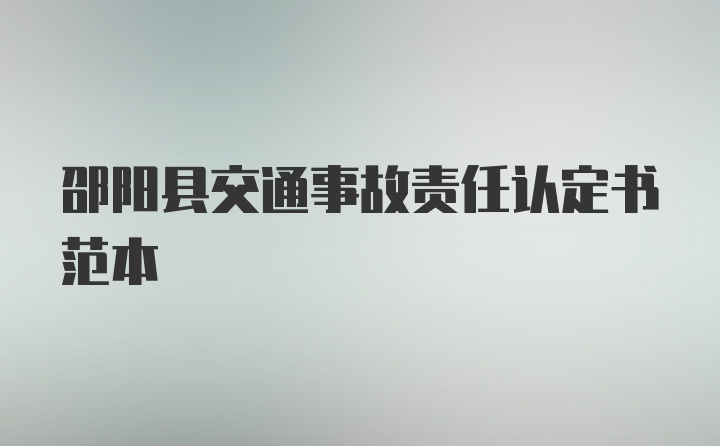 邵阳县交通事故责任认定书范本