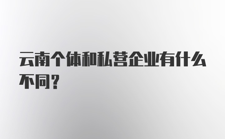 云南个体和私营企业有什么不同?