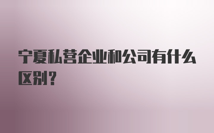 宁夏私营企业和公司有什么区别?