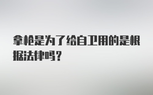 拿枪是为了给自卫用的是根据法律吗?