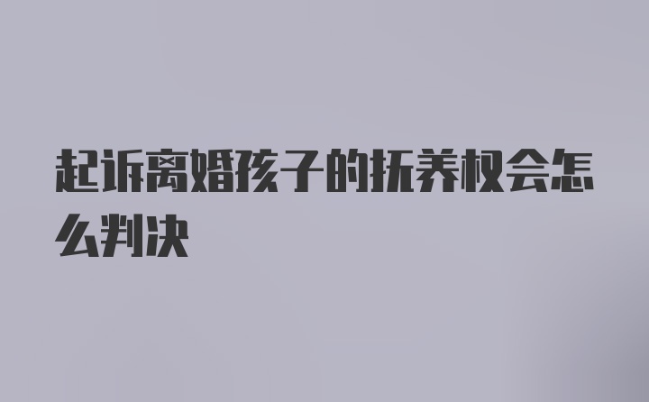 起诉离婚孩子的抚养权会怎么判决