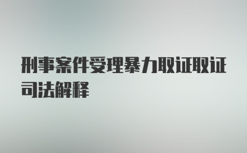 刑事案件受理暴力取证取证司法解释