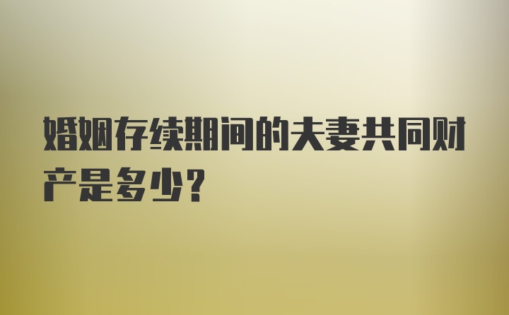 婚姻存续期间的夫妻共同财产是多少?