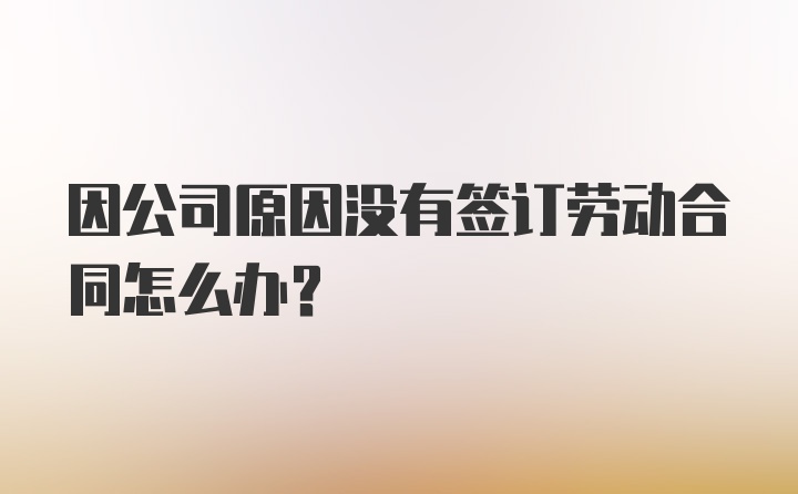 因公司原因没有签订劳动合同怎么办？