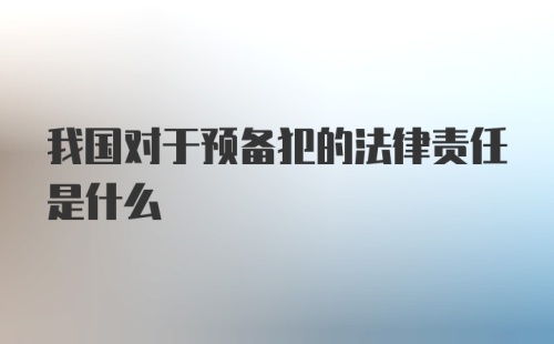 我国对于预备犯的法律责任是什么