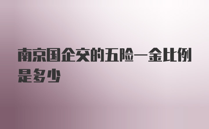 南京国企交的五险一金比例是多少