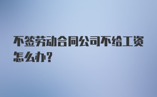 不签劳动合同公司不给工资怎么办？