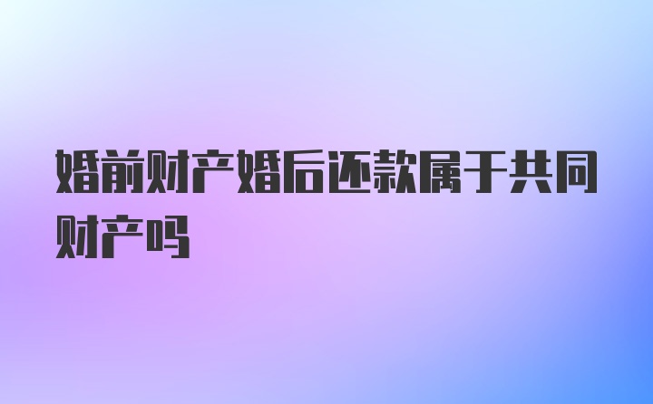 婚前财产婚后还款属于共同财产吗