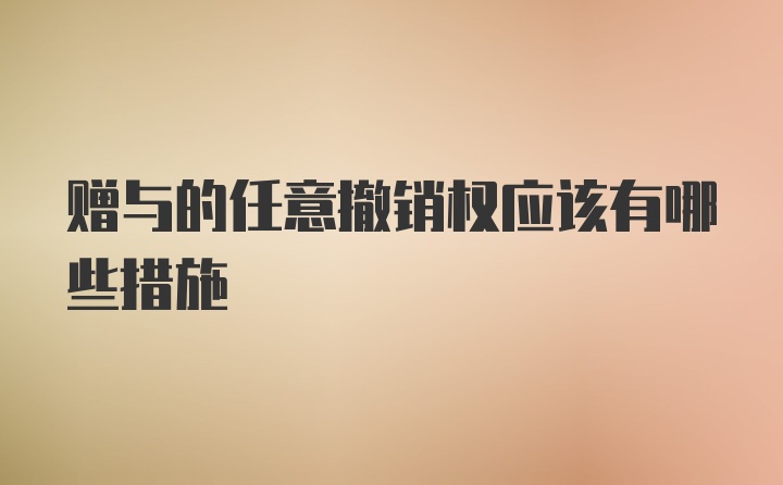 赠与的任意撤销权应该有哪些措施