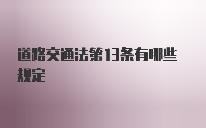 道路交通法第13条有哪些规定