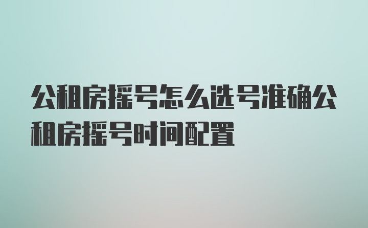 公租房摇号怎么选号准确公租房摇号时间配置