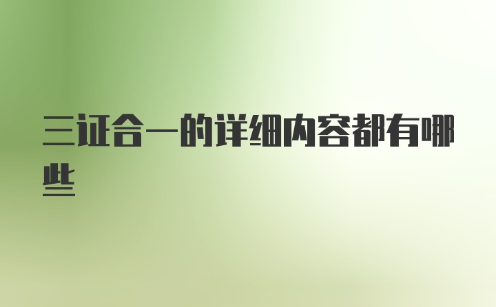 三证合一的详细内容都有哪些