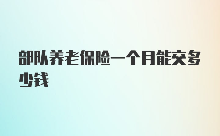 部队养老保险一个月能交多少钱