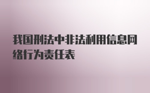 我国刑法中非法利用信息网络行为责任表