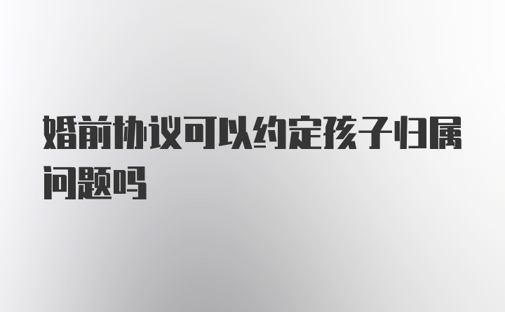 婚前协议可以约定孩子归属问题吗