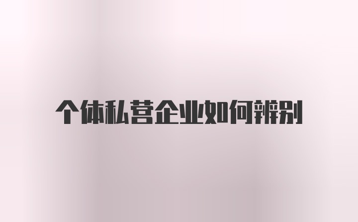 个体私营企业如何辨别