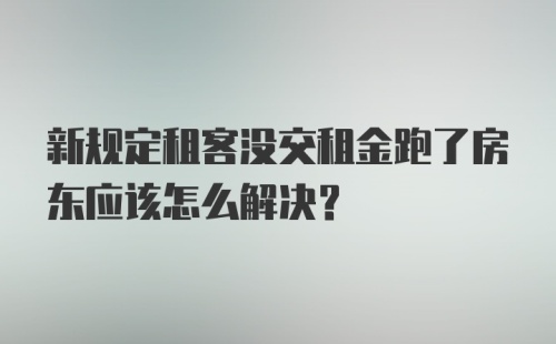 新规定租客没交租金跑了房东应该怎么解决？