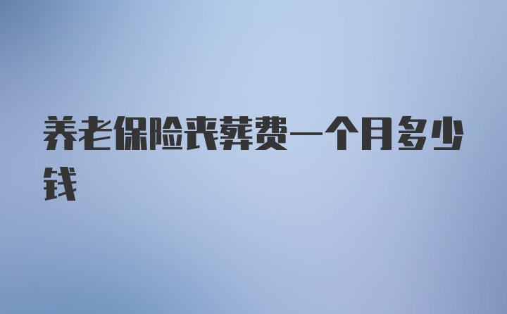 养老保险丧葬费一个月多少钱