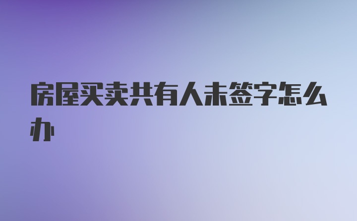 房屋买卖共有人未签字怎么办