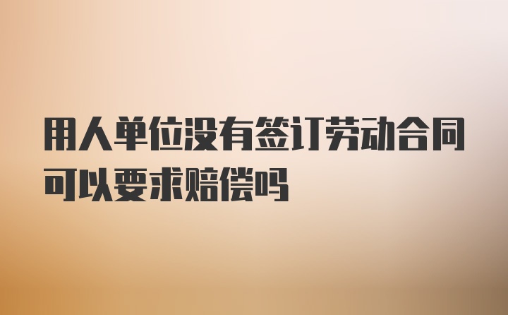 用人单位没有签订劳动合同可以要求赔偿吗