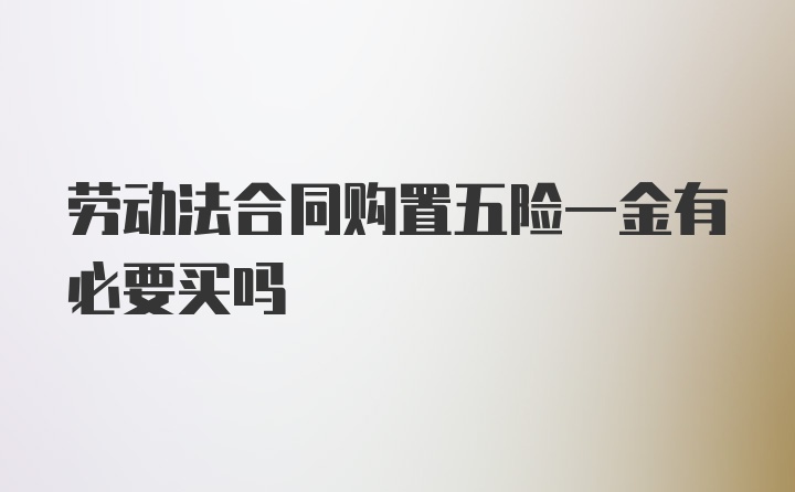 劳动法合同购置五险一金有必要买吗