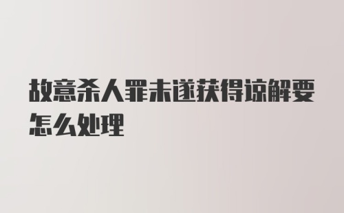 故意杀人罪未遂获得谅解要怎么处理